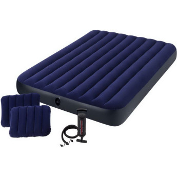 Надувной матрас INTEX Classic Downy Fiber-Tech 64765, 152×203×25 см, с подушками и насосом